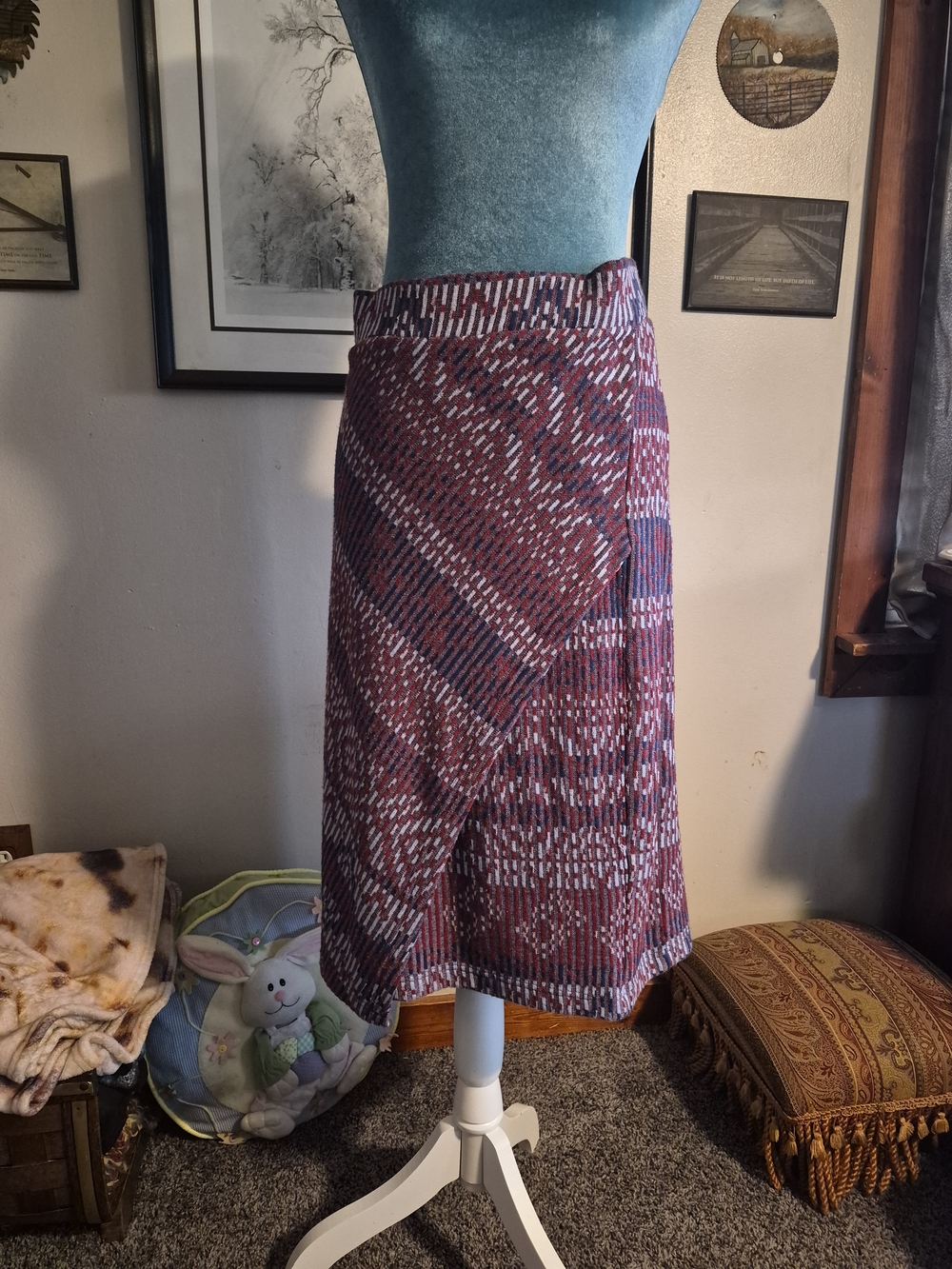 Maeve by Anthropologie woven geometric skirt red blue white 2X